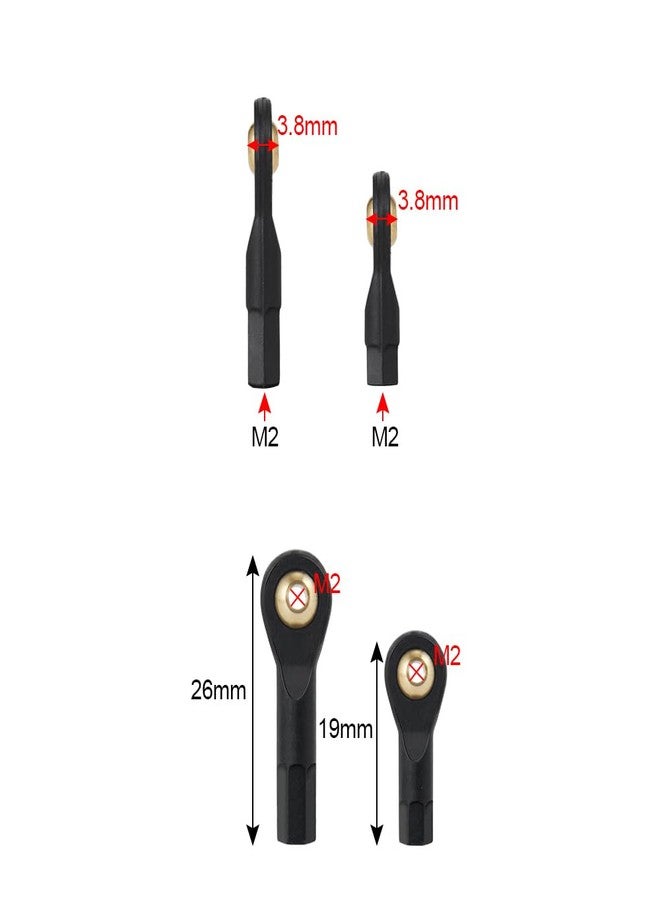 WEFEINO Plastic M2 CW 26mm Tie Rod End Ball Joint Link Ball Head Holder Upgrades for 1/10 Axial SCX10 90046 90047 TRX-4 D90 RC Crawler Car (M2 26mm) - Image 4